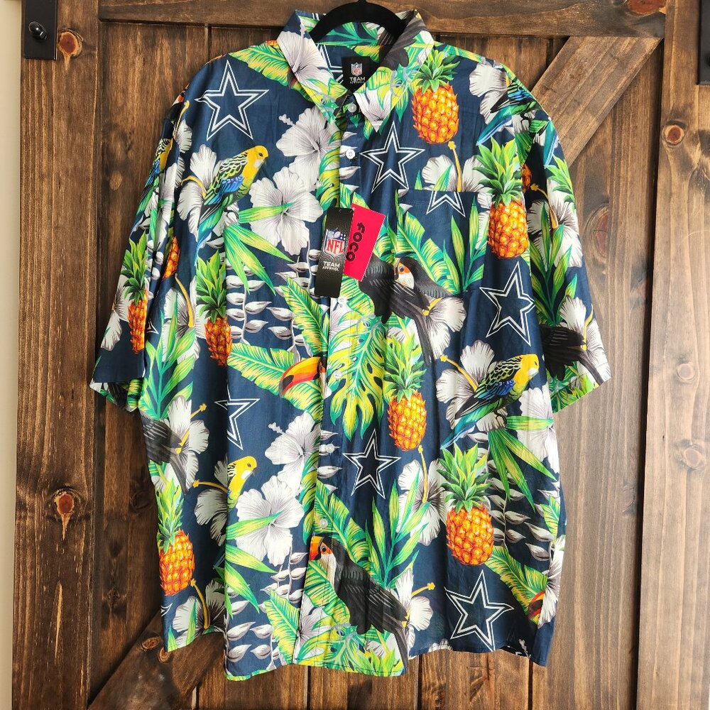 FOCO Dallas Cowboys Mens Floral Tropical Hawaiian Button Up Shirt XXL NWT